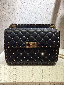 Valentino original lambskin rockstud medium chain bag 0122 black