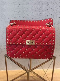 Valentino original lambskin rockstud medium chain bag 0122 red