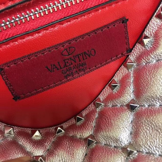 Valentino original lambskin rockstud medium chain bag 0122 silver