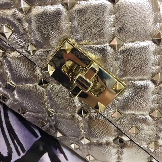 Valentino original lambskin rockstud small chain bag 0123 gold