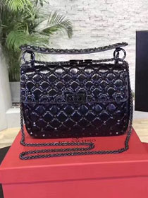 Valentino original aged lambskin rockstud medium chain bag 0122 black 