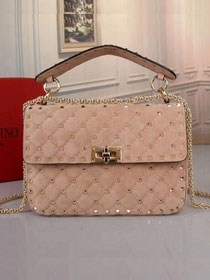 Valentino original suede rockstud medium chain bag 0122 apricot