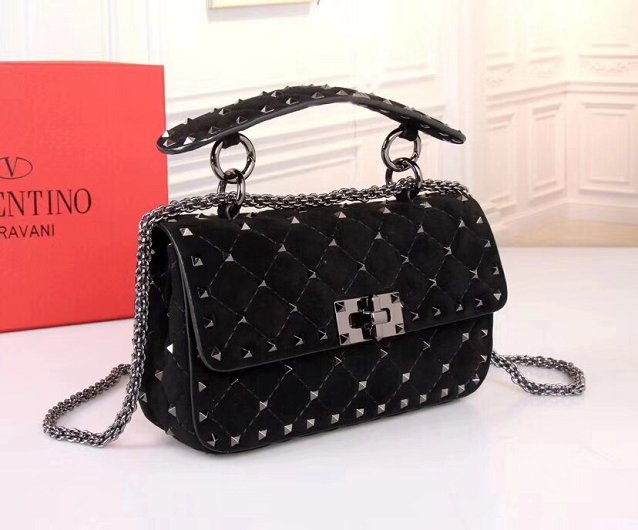 Valentino original suede rockstud small chain bag 0123 black