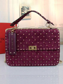 Valentino original suede rockstud large chain bag 0121 purle