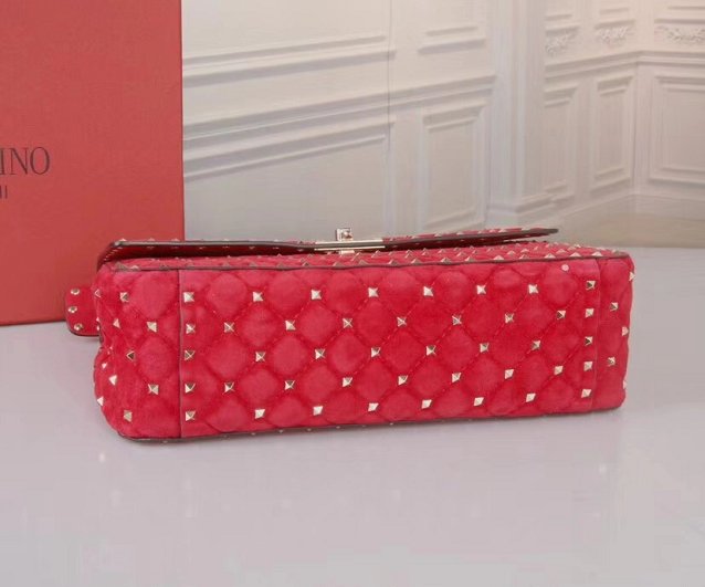 Valentino original suede rockstud large chain bag 0121 red