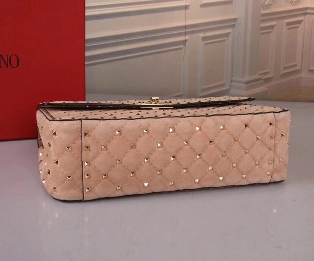 Valentino original suede rockstud medium chain bag 0121 apricot