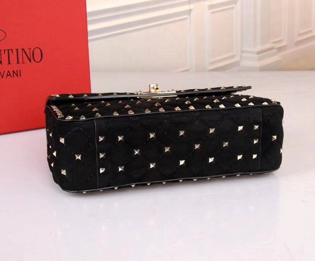 Valentino original suede rockstud medium chain bag 0122 black