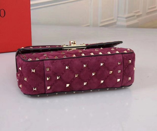 Valentino original suede rockstud medium chain bag 0122 purple