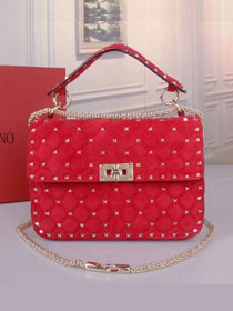 Valentino original suede rockstud medium chain bag 0122 red