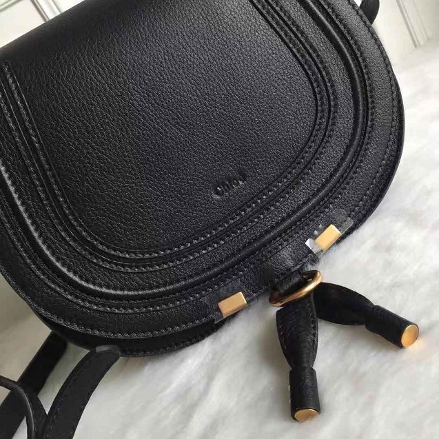 Chloe original calfskin large marcie crossbody saddle bag 2019 black