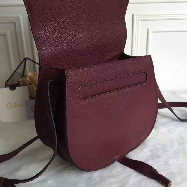 Chloe original calfskin large marcie crossbody saddle bag 2019 bordeaux