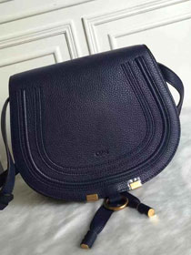 Chloe original calfskin large marcie crossbody saddle bag 2019 navy blue