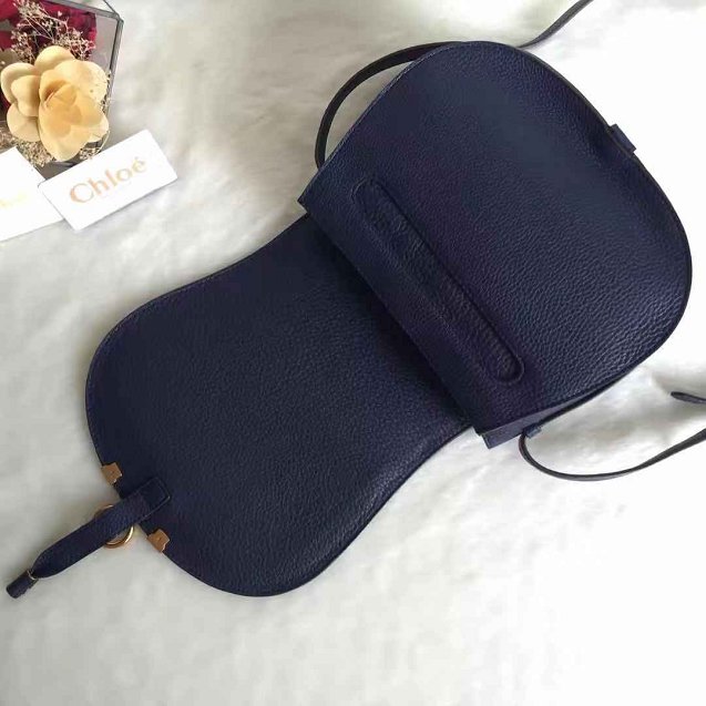 Chloe original calfskin large marcie crossbody saddle bag 2019 navy blue