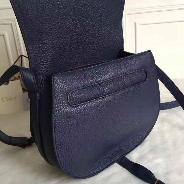 Chloe original calfskin large marcie crossbody saddle bag 2019 navy blue