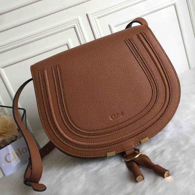 Chloe original calfskin large marcie crossbody saddle bag 2019 brown