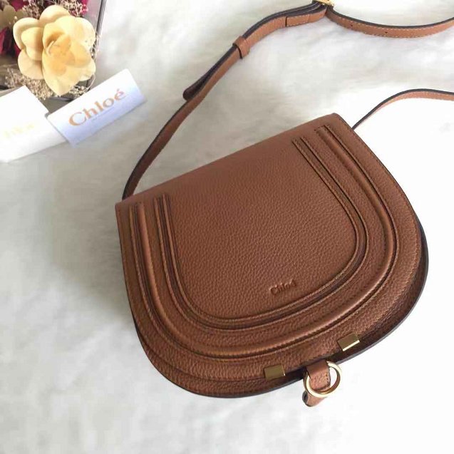 Chloe original calfskin large marcie crossbody saddle bag 2019 brown