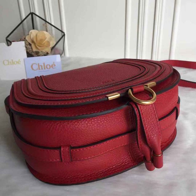 Chloe original calfskin large marcie crossbody saddle bag 2019 red
