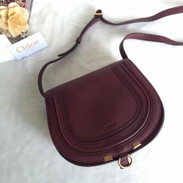 Chloe original calfskin marcie crossbody saddle bag 2000 bordeaux