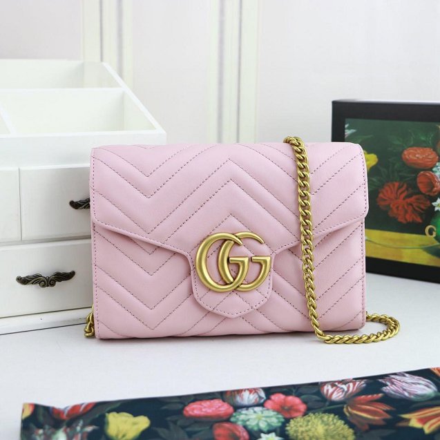 GG margaret original calfskin mini chain bag 474575 pink