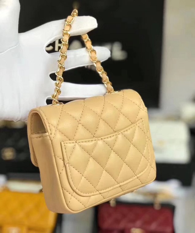 2019 CC original lambskin mini flap bag A35200 apricot