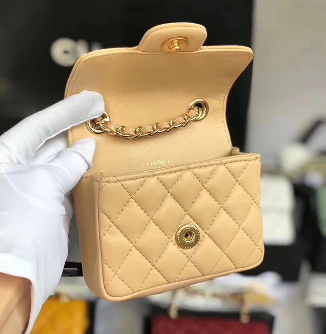 2019 CC original lambskin mini flap bag A35200 apricot