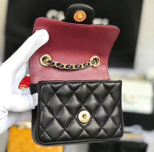 2019 CC original lambskin mini flap bag A35200 black