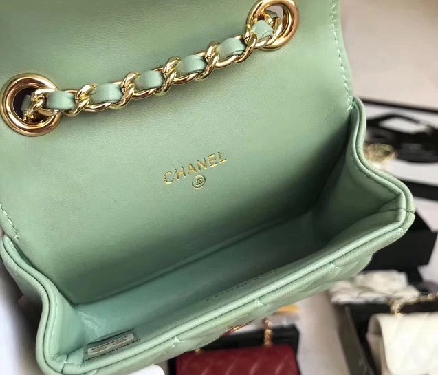 2019 CC original lambskin mini flap bag A35200 light green