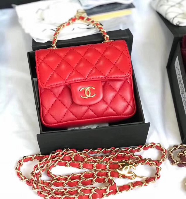 2019 CC original lambskin mini flap bag A35200 red