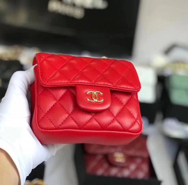 2019 CC original lambskin mini flap bag A35200 red