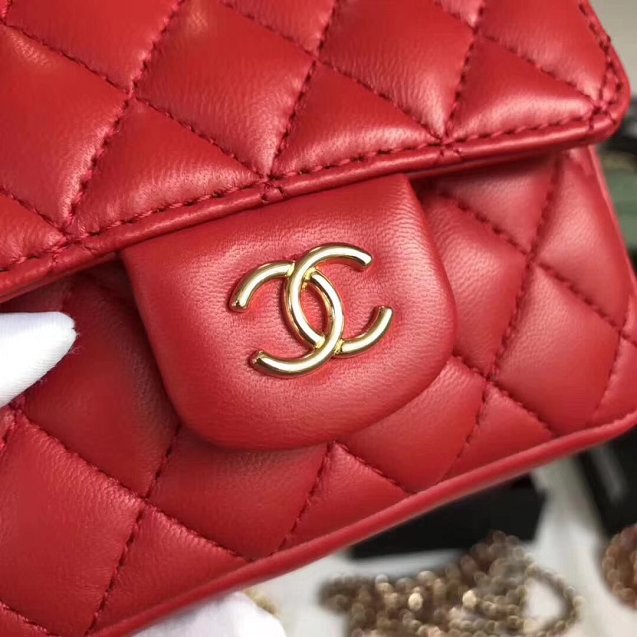 2019 CC original lambskin mini flap bag A35200 red