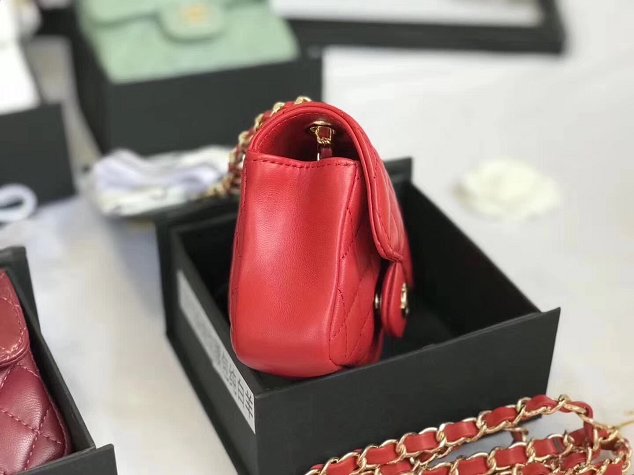 2019 CC original lambskin mini flap bag A35200 red