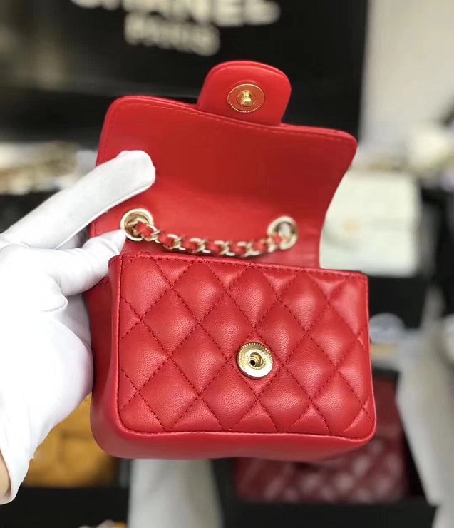 2019 CC original lambskin mini flap bag A35200 red