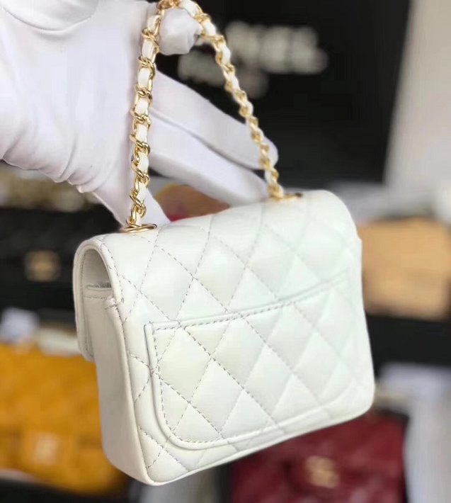 2019 CC original lambskin mini flap bag A35200 white