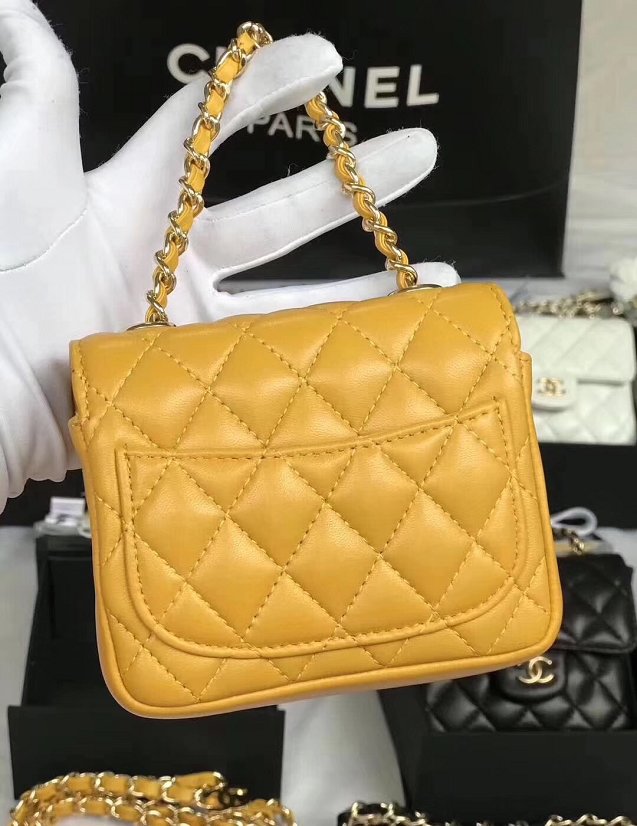 2019 CC original lambskin mini flap bag A35200 yellow