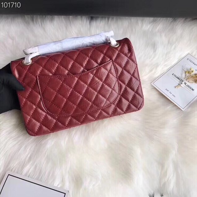 CC original aged calfskin 2.55 flap handbag A37586 wine red