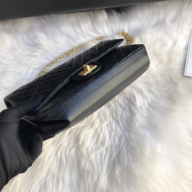 CC original aged calfskin 2.55 flap handbag A37586 black