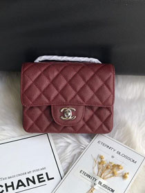 CC original grained calfskin super mini flap bag A35200 bordeaux