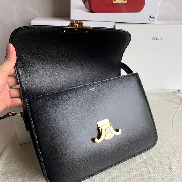 2019 Celine original calfskin large triomphe bag 187353 black