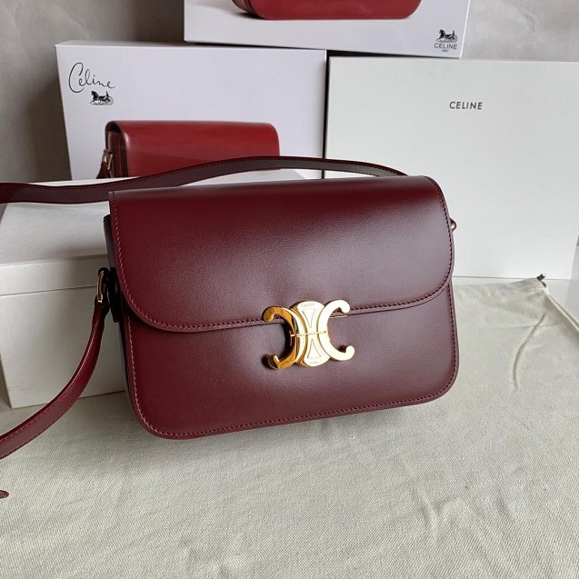 2019 Celine original calfskin medium triomphe bag 187363 bordeaux