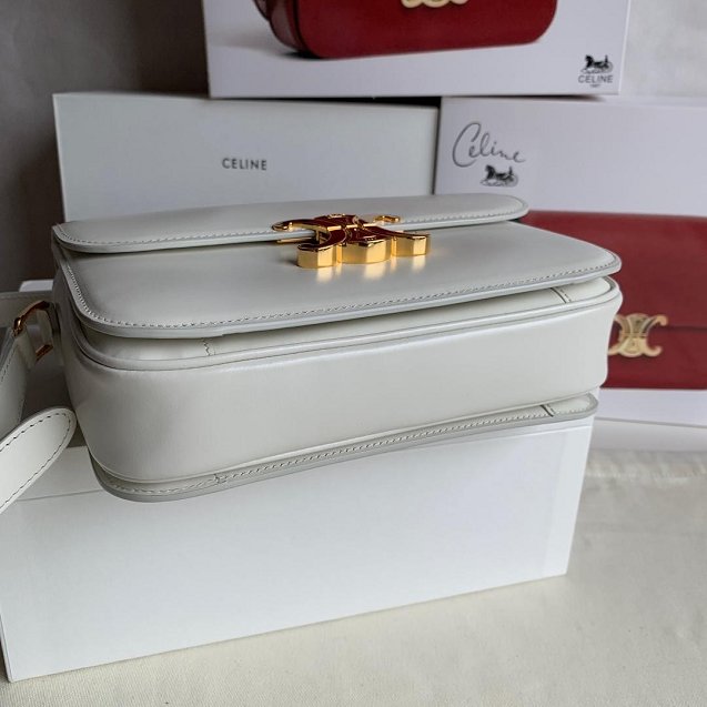 2019 Celine original calfskin medium triomphe bag 187363 white