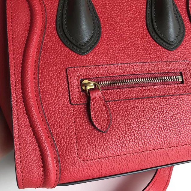 Celine original calfskin nano luggage bag 189243 red&black