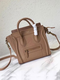 Celine original grained calfskin nano luggage bag 189243 apricot