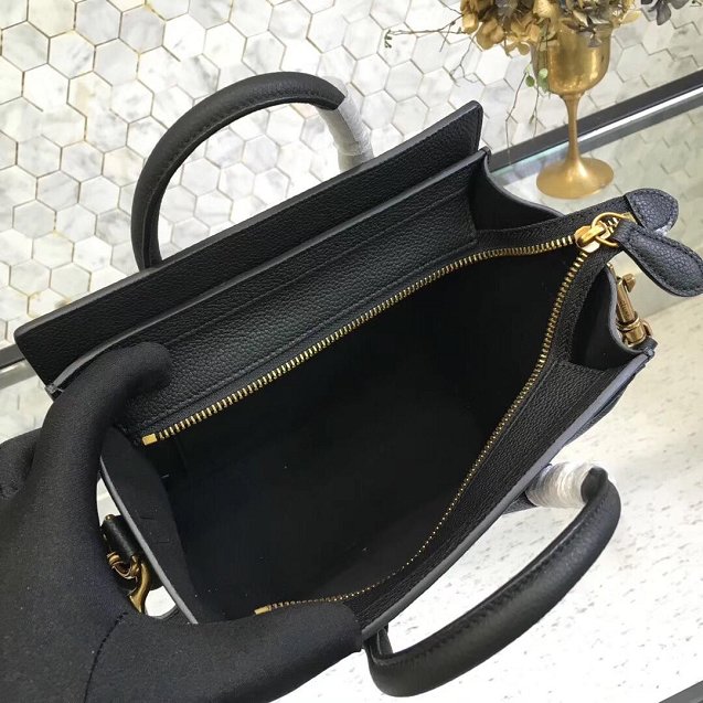 Celine original grained calfskin nano luggage bag 189243 black