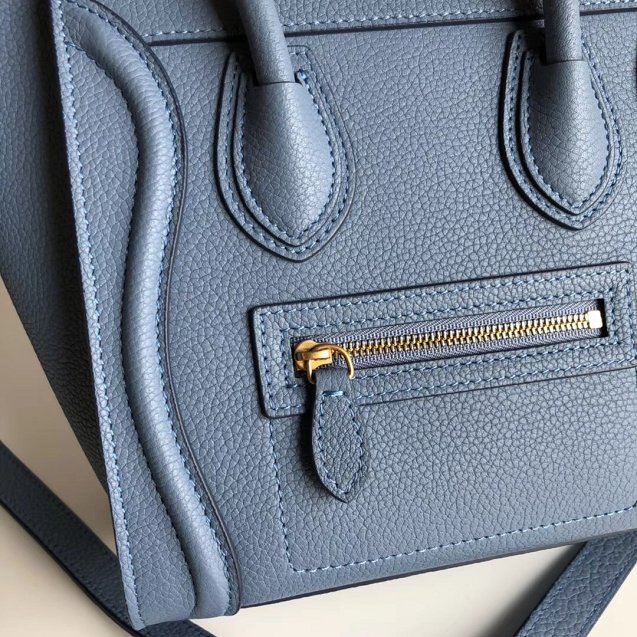 Celine original grained calfskin nano luggage bag 189243 blue
