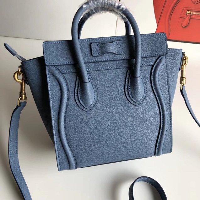 Celine original grained calfskin nano luggage bag 189243 blue