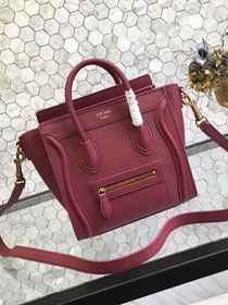 Celine original grained calfskin nano luggage bag 189243 bordeaux