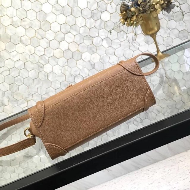 Celine original grained calfskin nano luggage bag 189243 camel