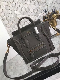 Celine original grained calfskin nano luggage bag 189243 dark grey