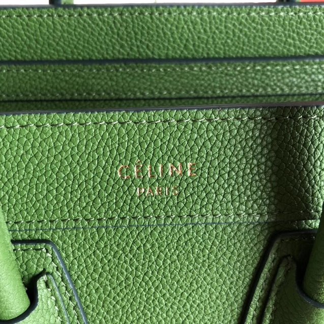 Celine original grained calfskin nano luggage bag 189243 green