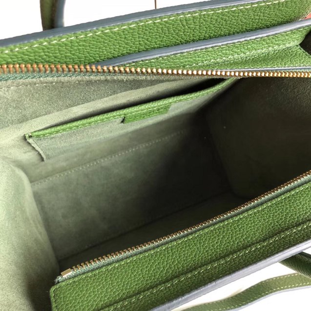 Celine original grained calfskin nano luggage bag 189243 green